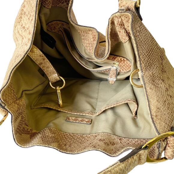 G.I.L.I Leather Snake Print Hobo Tote Shoulder Bag Purse - Picture 2 of 10